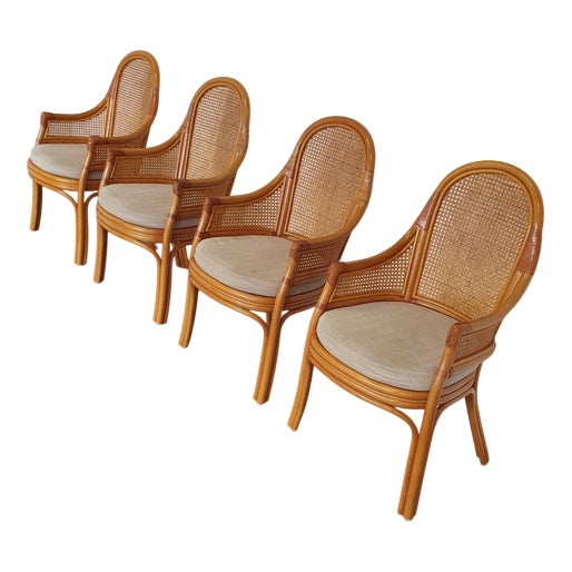 Vintage Webbing Dining Chairs, 1980s, Set of 4 For Sale