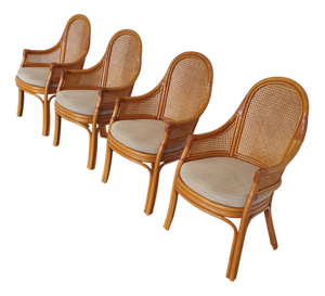 Vintage Webbing Dining Chairs, 1980s, Set of 4