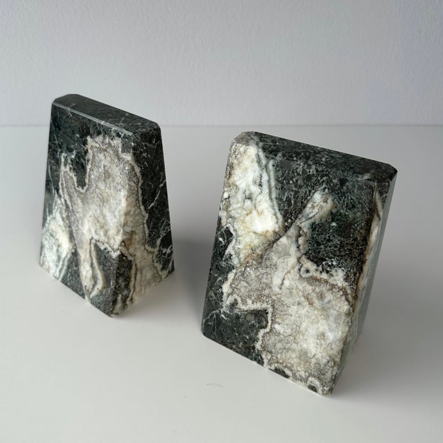 Stone Late 20th Century Green Marble Slanted Bookends- Pair For Sale - Image 7 of 12