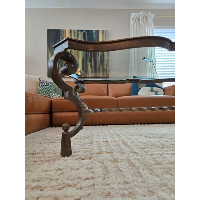 Art Deco 1940s French Art Deco Coffee Table in the Style of Gilbert Poillerat For Sale - Image 3 of 8