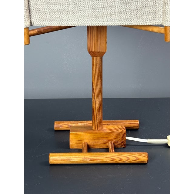 Mid-Century Modern Scandinavian Pine Table Lamp with Square Fabric Shade, 1970s For Sale - Image 6 of 15