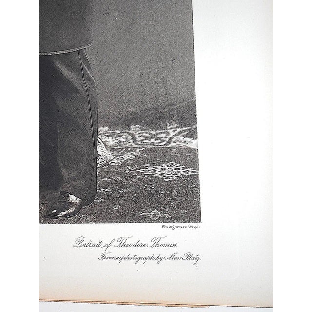 Realism Antique Photogravure-Theodore Thomas- First Renowned American Orchestral Conductor-Folio Size For Sale - Image 3 of 4