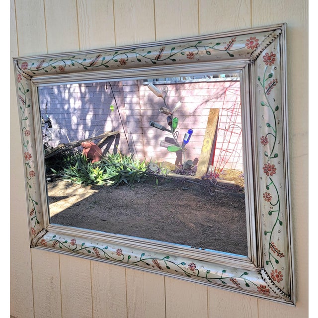 Mid-Century Hand Painted Tin Mirror For Sale - Image 9 of 9