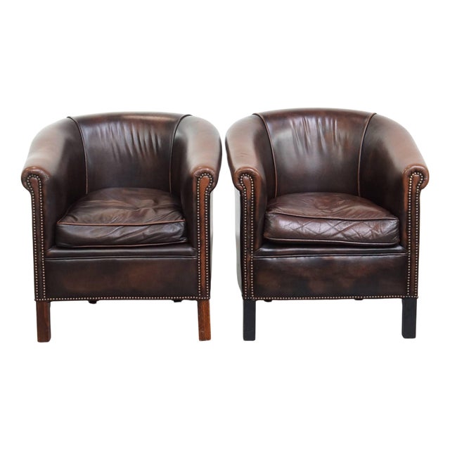 English Style Cowhide Club Armchairs, Set of 2 For Sale