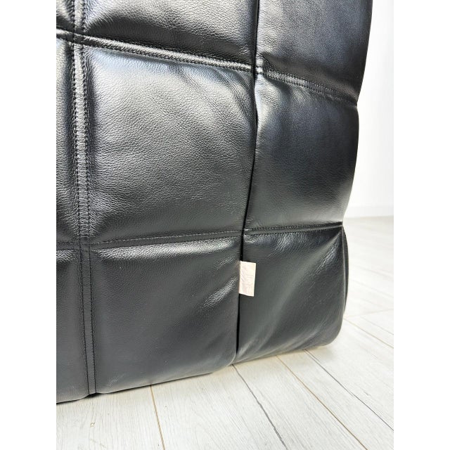 Set of Vintage Leather Kashima Seater and Ottoman by Michel Ducaroy for Ligne Roset, 1980s For Sale - Image 9 of 13
