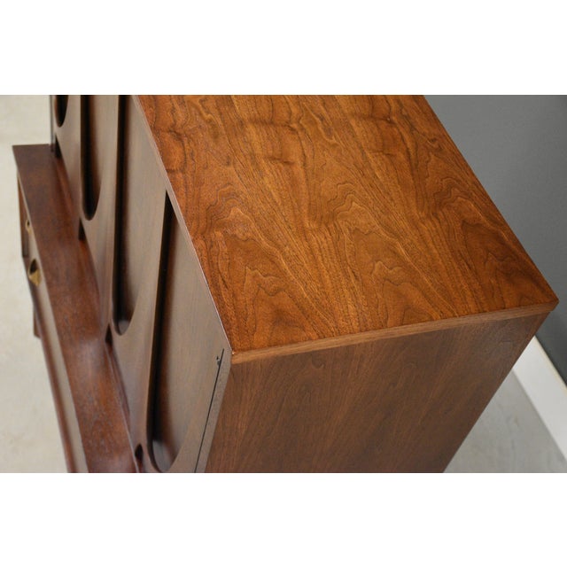 1960s Refinished Broyhill Brasilia Walnut Tall Mid Century Dresser For Sale - Image 9 of 12