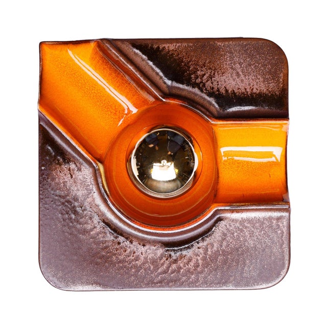 Brown Orange Ceramic Wall Lamp from Goebel, Germany, 1970s For Sale - Image 8 of 8