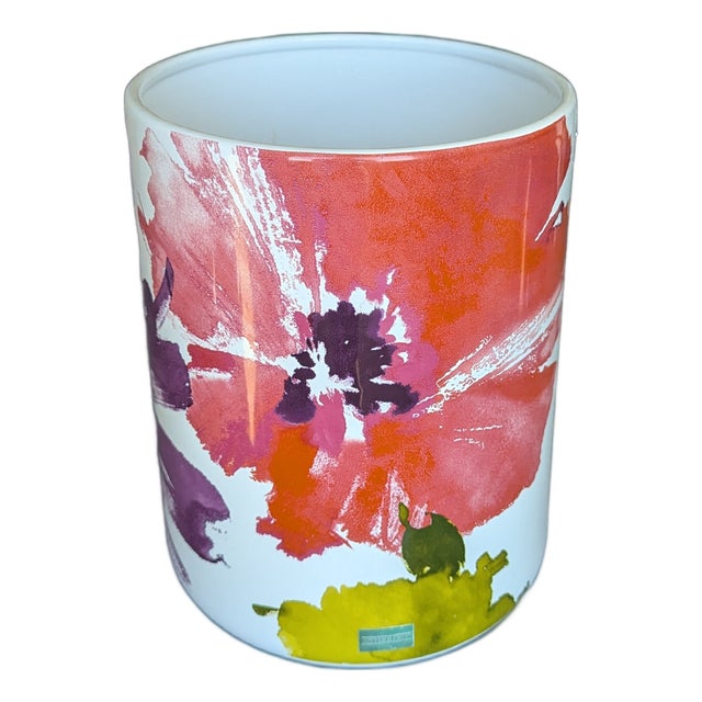 Rare Floral Ceramic Receptacle by Anthology For Sale