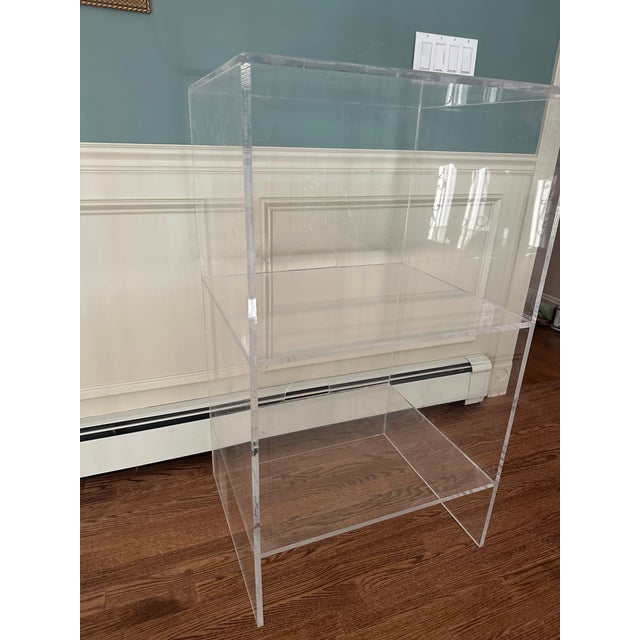 Clear Vintage Lucite Open Cabinet For Sale - Image 4 of 7