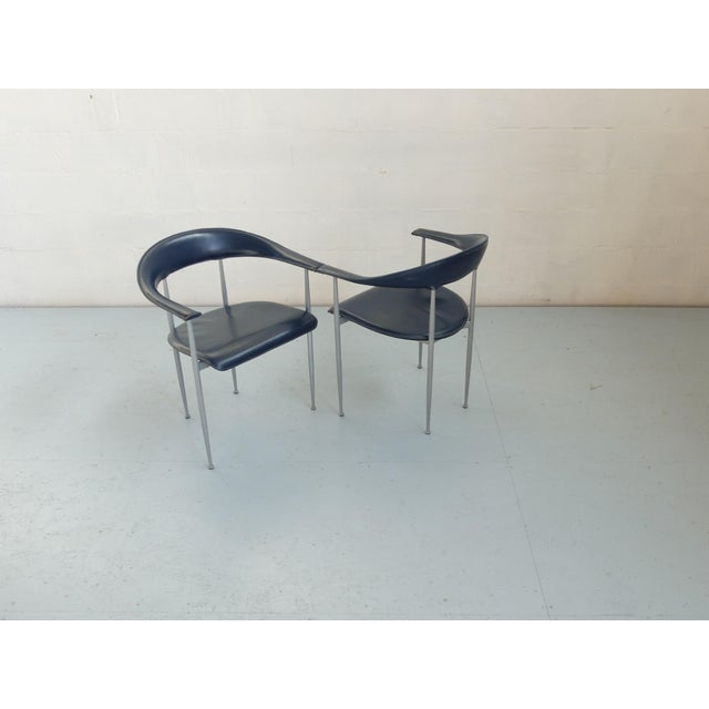 P40 Leather Chairs by Giancarlo Vegni and Gianfranco Gualtierotti for Fasem, 1980s, Set of 2 For Sale - Image 4 of 10