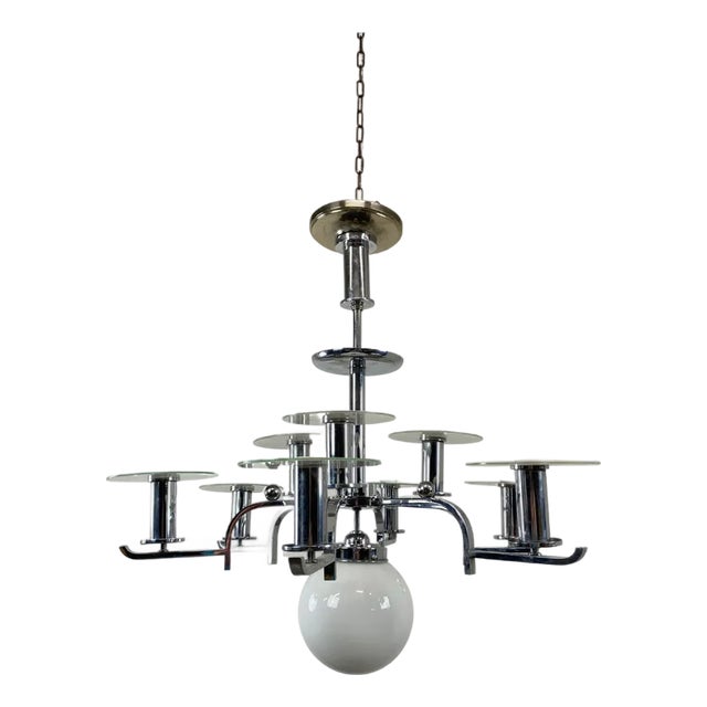 Large Functionalist Bauhaus Chandelier, 1930s For Sale