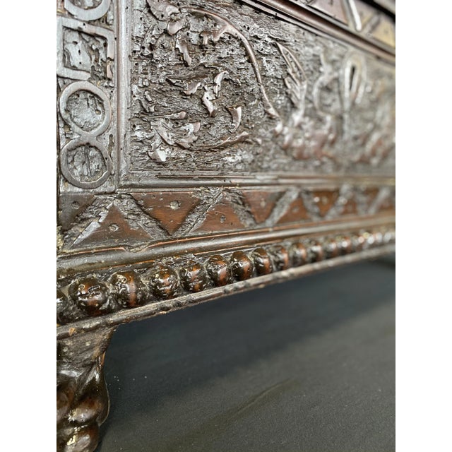 Brown Large French Period 18th Century Carved Renaissance Casket For Sale - Image 8 of 13