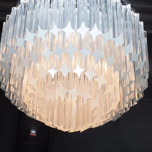 Metal Italian Mid-Century Modern Camer Chandelier With Chrome Detailing For Sale - Image 7 of 8