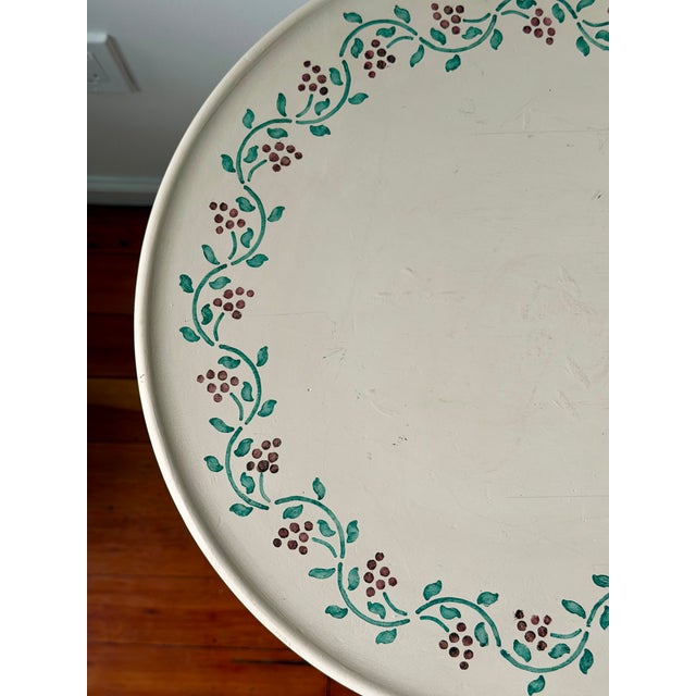 Imperial Furniture, Grand Rapids Vintage Imperial Furniture Painted Mahogany Side Table | Hand Painted Berry Vine Accent Table For Sale - Image 4 of 16