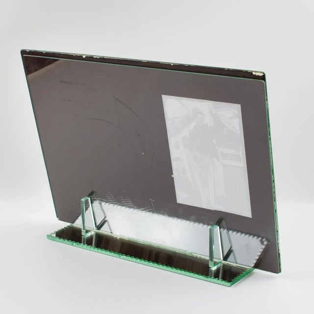 Silver Mirror Picture Frame With Sailing Boat Etching, France 1940s For Sale - Image 8 of 13