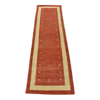 Gabbeh Runner 2’11” X 9’8” Red Wool Contemporary Hand-Knotted Rug For Sale