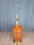 Mid-Century Modern 1960s Large Orange Dimensional Ceramic & Brass Mid Century Table Lamp For Sale - Image 3 of 18