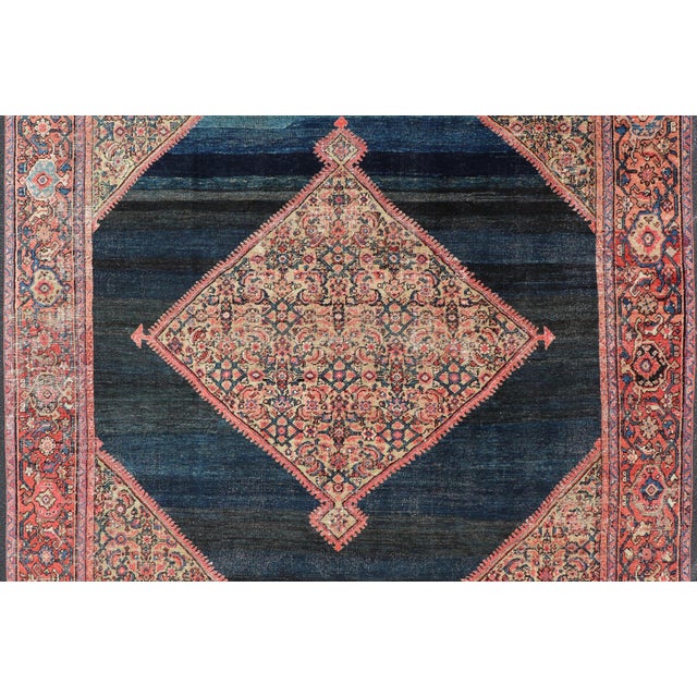 Traditional Antique Persian Sultanabad Rug With Medallion on a Navy Blue Field For Sale - Image 3 of 15