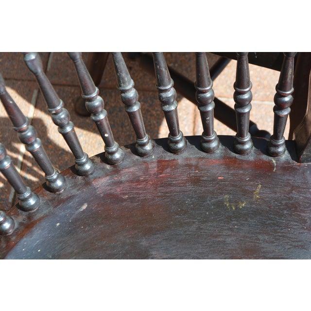 1950s Stickley & Brandt Mahogany Wood 3 Piece Curved Parlor Set Bench Chair & Rocker For Sale - Image 4 of 18