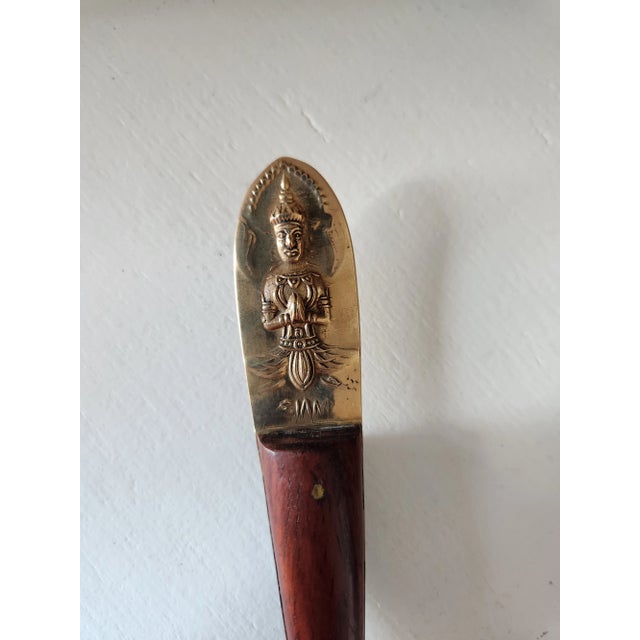 1950s Siam Bronze and Wood Dessert Flatware Set- 21 Pieces For Sale - Image 4 of 5