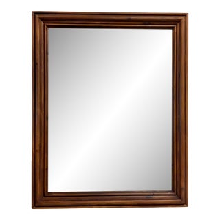 Large Vintage Pine Wood Wall Mirror For Sale