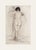 Early 1900's Antique French Classicism Style Nude Figure Drawing of Woman in Charcoal and Conte on Paper With Mat, Signed by Artist For Sale