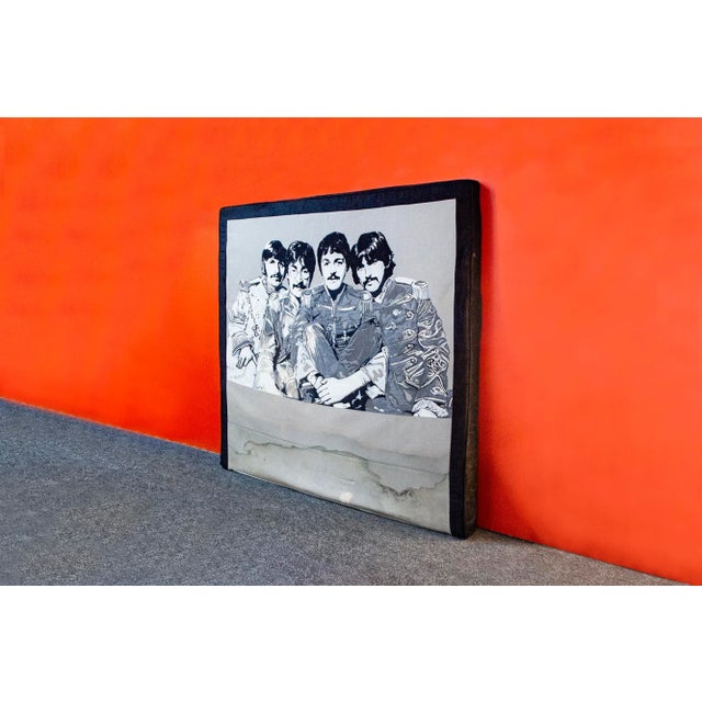 Embroidered headboard with Beatles subject. Italian production 80s