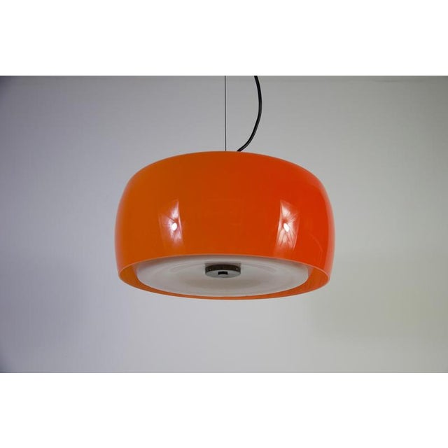 Mid-Century Orange Glass Ceiling Lamp attributed to Stilnovo, Italy, 1960s For Sale - Image 9 of 17