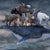 This artwork presents a surreal composition where a whale serves as a majestic platform for a diverse assembly of animals,...