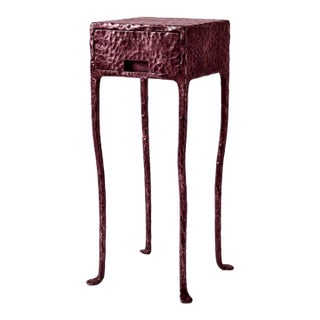 Hand-Forged Red Patinated Steel Console Table For Sale