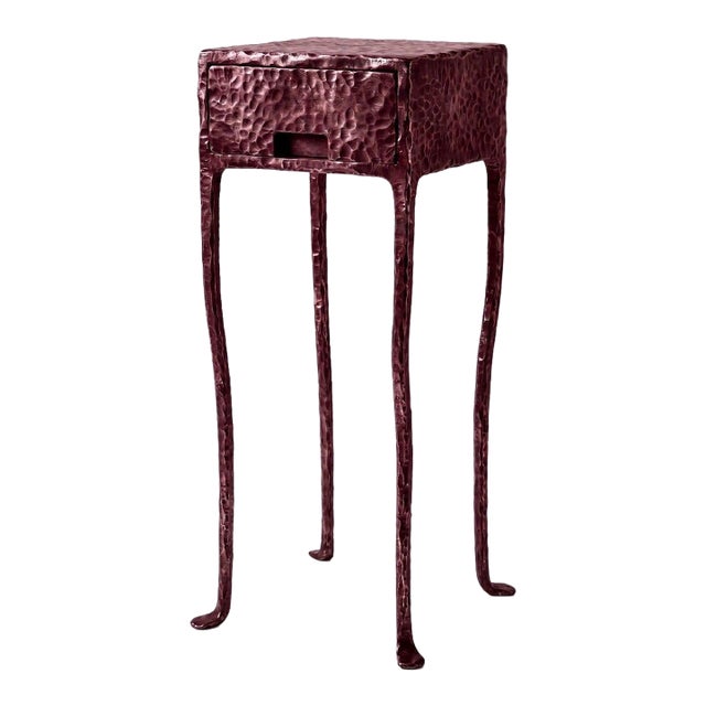 Hand-Forged Red Patinated Steel Console Table For Sale
