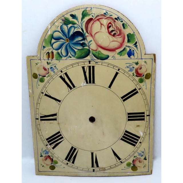 Antique Early 19th Century Hand Painted Wood Grandmothers Clock Dial For Sale - Image 13 of 13