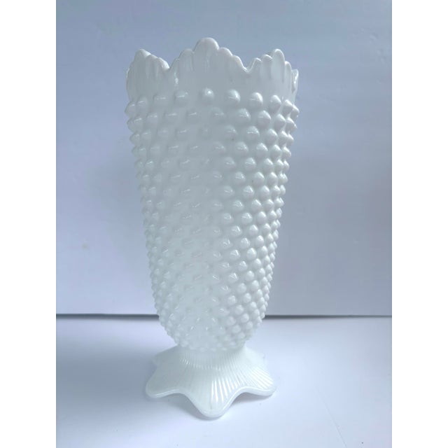 A beautifully coordinated pair of vintage Fenton white milk glass pieces featuring the distinctive raised hobnail pattern...