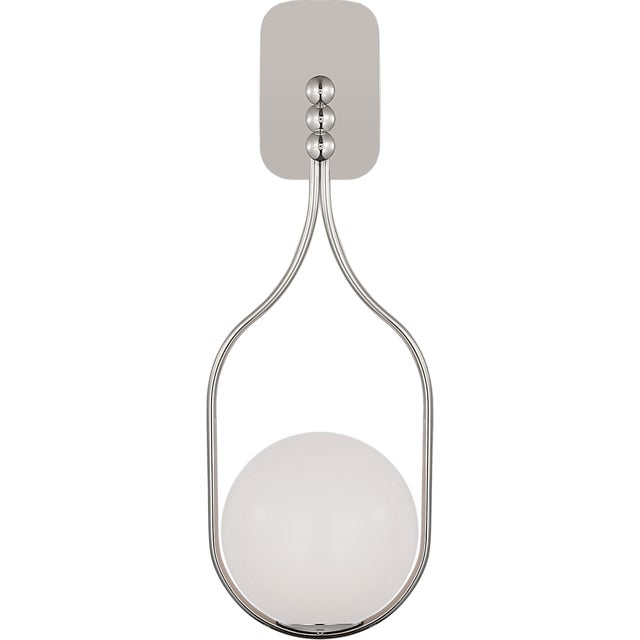 Jodo 19" Single Sconce in Polished Nickel with White Glass Designer: Windsor Smith Finish: Polished Nickel Height: 18.75"...