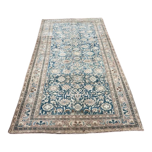 Antique Melayer Rug, Azerbaijan Ca. 1920s – Elegant Floral Ivory & Blue-Green Field For Sale