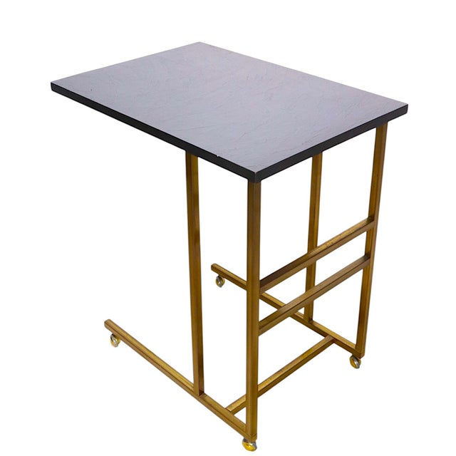 1970s Hollywood Regency Brass and Formica Serving Bar Cart For Sale - Image 11 of 12