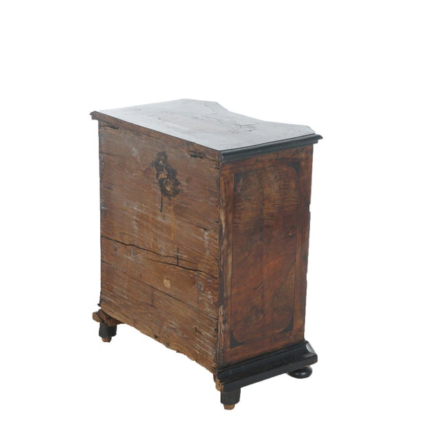 Antique 18thC Italian Satinwood Inlaid & Ebonized Single Door Commode with Shaped Door and Foliate Elements Throughout,...