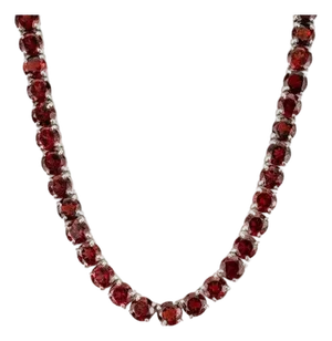 49.05 CTW Natural Garnet Tennis Necklace Gift for Her in Silver
