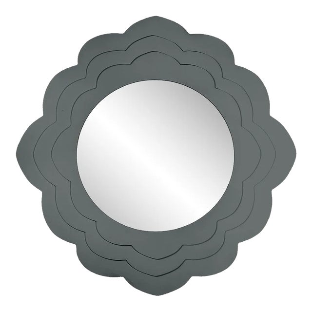 Fleur Home Audubon Magnolia Circle Mirror in Gunmetal, 30x30 For Sale