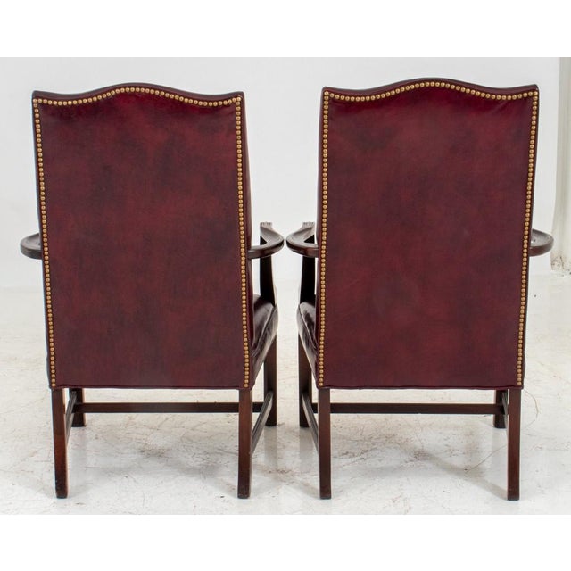 Pair of George II Style Tallback Library Armchairs For Sale - Image 4 of 12