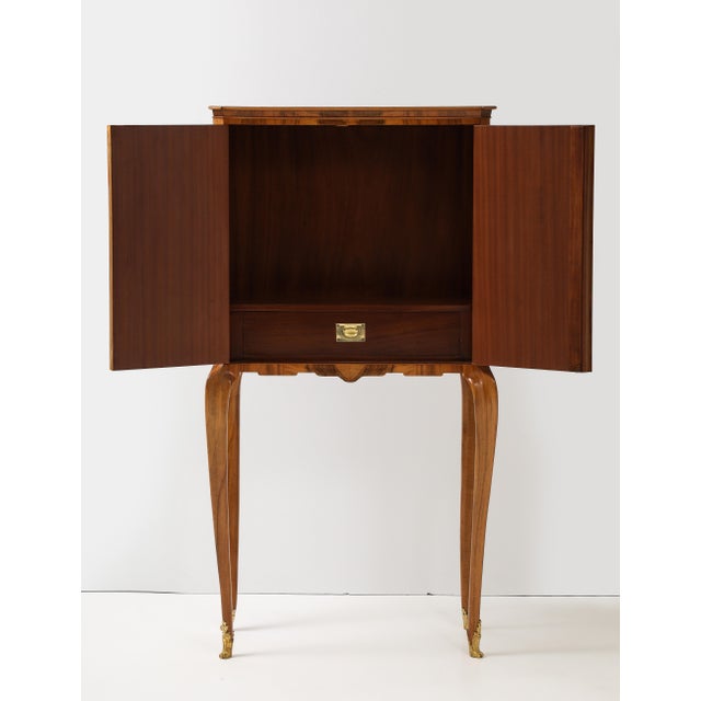 Mid-Century Modern 1940's French Burl-wood Tall Bar Cabinet For Sale - Image 3 of 12