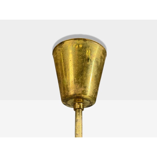 1920s Swedish Modern, Pendant Light, Brass, Wood, Glass, Sweden, 1920s For Sale - Image 5 of 8