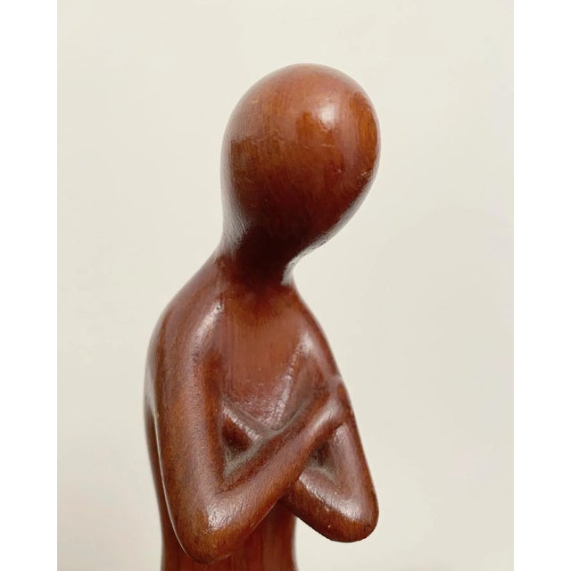 Carved Hardwood Sculpture of Seated Meditative Figure For Sale - Image 6 of 12
