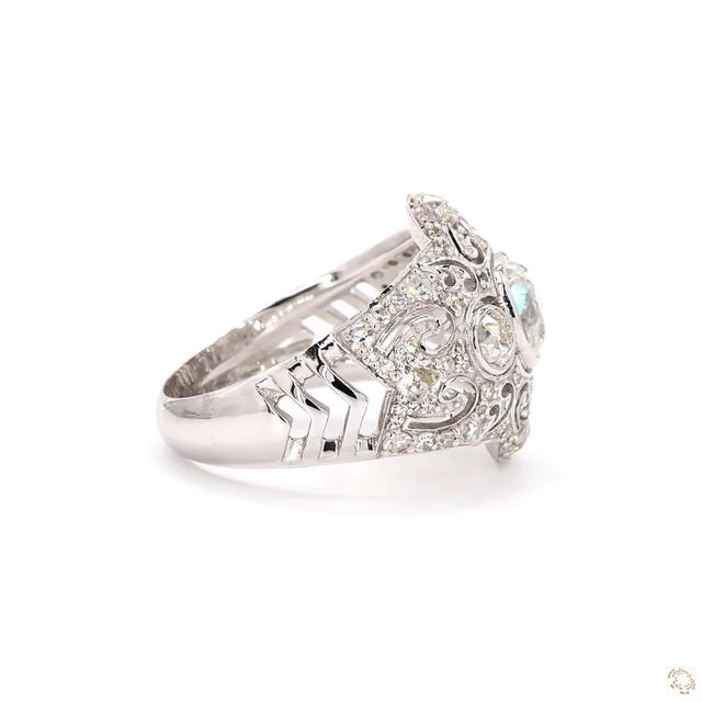 Silver Early 20th Century 2.05 Carat Round Brilliant Cut Diamond Gold Ring, Size 6.5 For Sale - Image 8 of 9