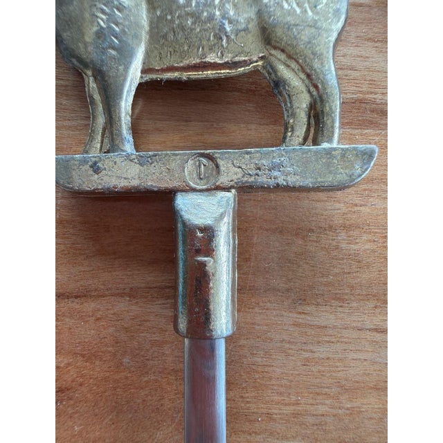 Vintage Mid-Century Modern BBQ shish kebab skewers set of 8. These unique metal skewers feature detailed brass farm animal...