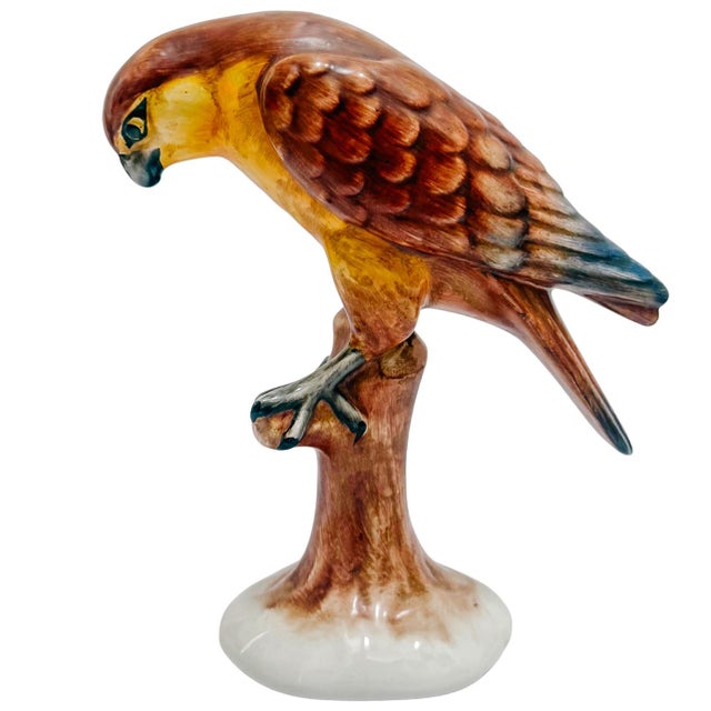 Ceramic Vintage Italian Ceramic Birds of Prey Sculptures – Pair of Falcons / Hawks For Sale - Image 7 of 11