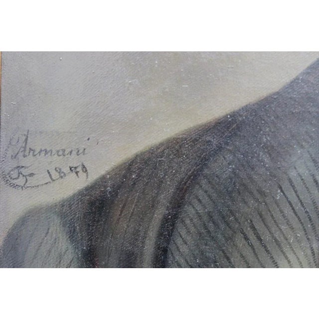 Italian Artist, Portraits, 1879, Oil Paintings, Framed, Set of 2 For Sale - Image 11 of 12