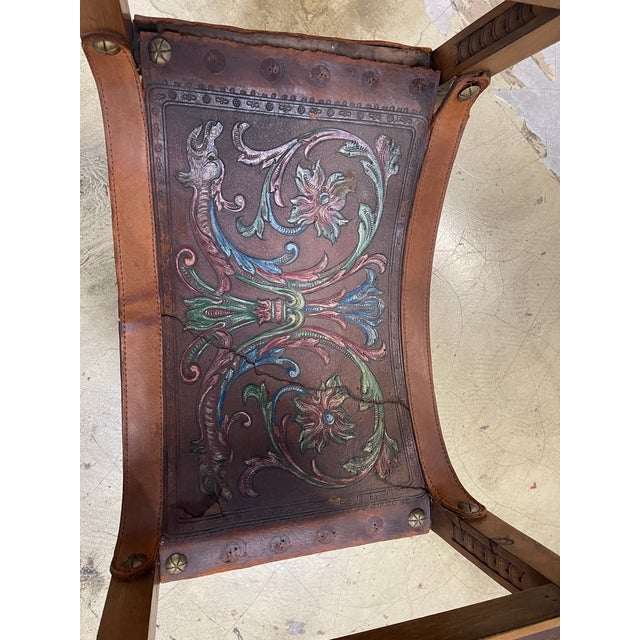 Early 20th Century Spanish Revival Leather Throne Chair For Sale In Los Angeles - Image 6 of 6