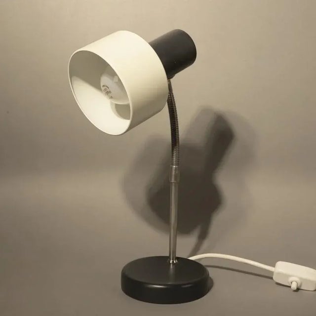Gray and White Metal Table Lamp, 1950s For Sale - Image 3 of 6