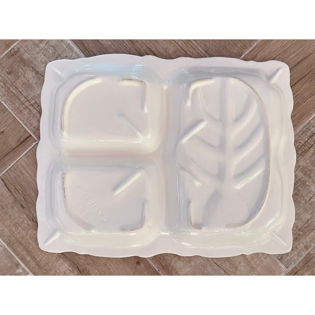 Ceramic 1980s California Pottery 3-Section Serving Dish Calif 381 Wht Tabletop Platter For Sale - Image 7 of 10